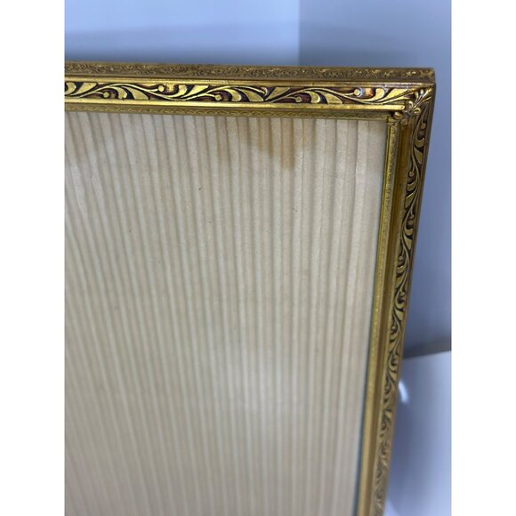 VTG Gold Tone Bifold Picture Frame | Ornate Double Hinged Photo Display 10"x8" - Picture 2 of 9